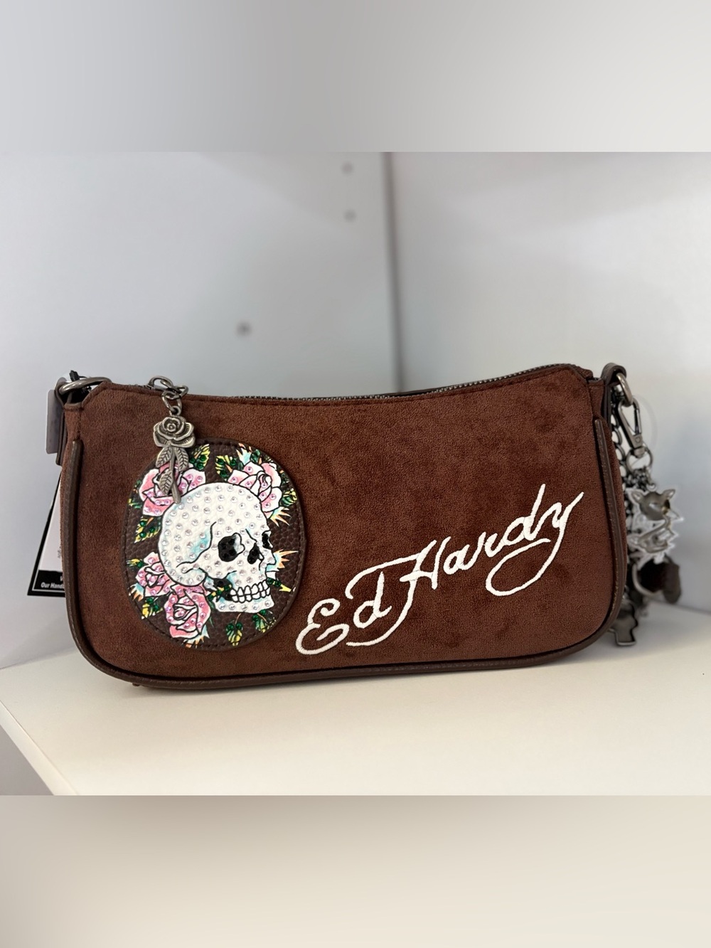 Ed Hardy Brown Suede shoulder bag